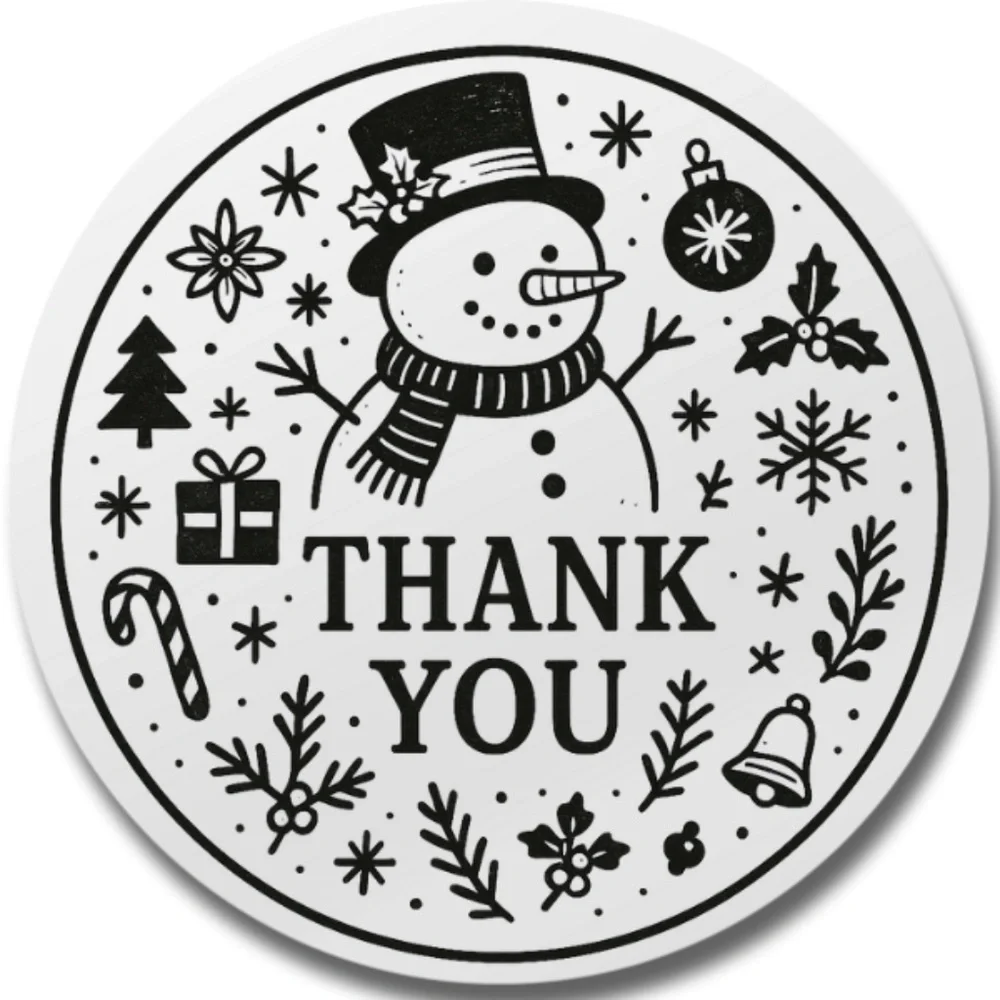 Christmas Gift Packaging Stickers – Snowman Holographic Thank You